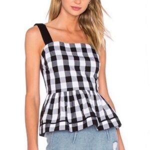 Kate Spade Black & White Gingham Peplum Top - Size 2